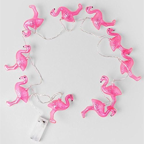 GUOGUOD Red Flamingo 10 LED Bulbs String Light Battery Opetated Home Party Decor