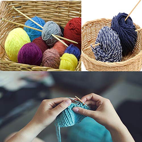 Bamboo Knitting Needles Set 36pcs Carbonized Afghan Needles 5pieces Ergonomic Crochet Hook Set 12 Small Size Aluminum Handle Hook with Sewing Tools Full DIY Craft Kits