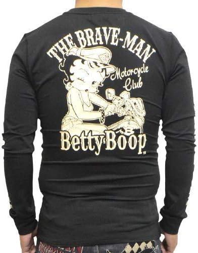 Amazon ブレイブマン ベティブープ b 2107 ドライ長袖ｔシャツ ブラック色 タイトver ロンt Brave Man Betty Boop トップス バイカー バイク メンズ Tシャツ カットソー 通販