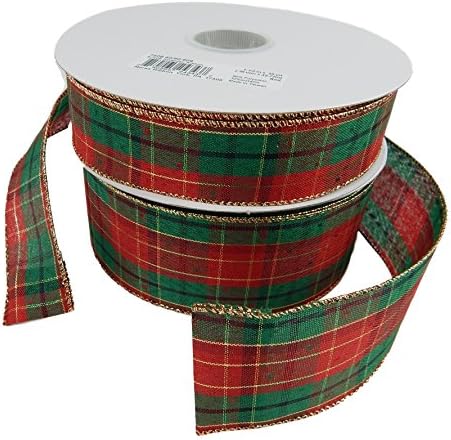 Morex Wired Plaid Holiday Ribbon Bundle Splendor Plaid 2-pack 1-1/2" by 50 yards and 2-1/2" by 50 yards