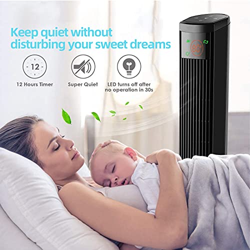 Quiet Tower fan 36 Inch, 45W Stand Fan with Remote Control Touch Panel, 4 Speed Levels and 2