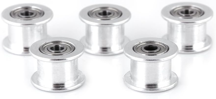 Aluminum Timing Pulley for 3D Printer, 5-Piece Set, 2GT, 3mm/5mm Bore, 16/20/Toothless Teeth