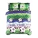 Special Soccer Ball On Field 3D Bedding Sets Reactive Printing 400-Thread-Count Polyetser Fabric Full Size 4 Piece Bed in a Bag Duvet Cover Sets with 2 Pillowcase 1 Bed Sheet 1 Duvet Cover (Full)