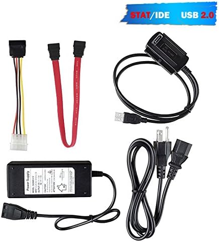 Iallske SATA/PATA/IDE Drive to USB 2.0 Adapter Converter Cable for HDD 2.5" 3.5" Hard Disk Drive with External AC Power Adapter