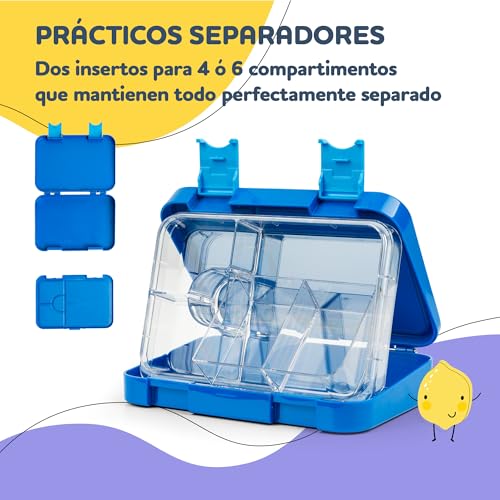 Schmatzfatz Children's Lunch Box with Compartments, Children, School, Colours, Children's Lunch Boxes with BPA-Free and Leak-Proof Sections, Dishwasher Safe