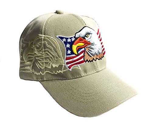 Patriotic American Eagle and Flag Baseball Cap with USA (Khaki)