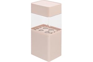 Hohopeti Pink Plastic Cosmetic Brush Storage Box with Dust-free Translucent Lid for Organized Bedroom Or