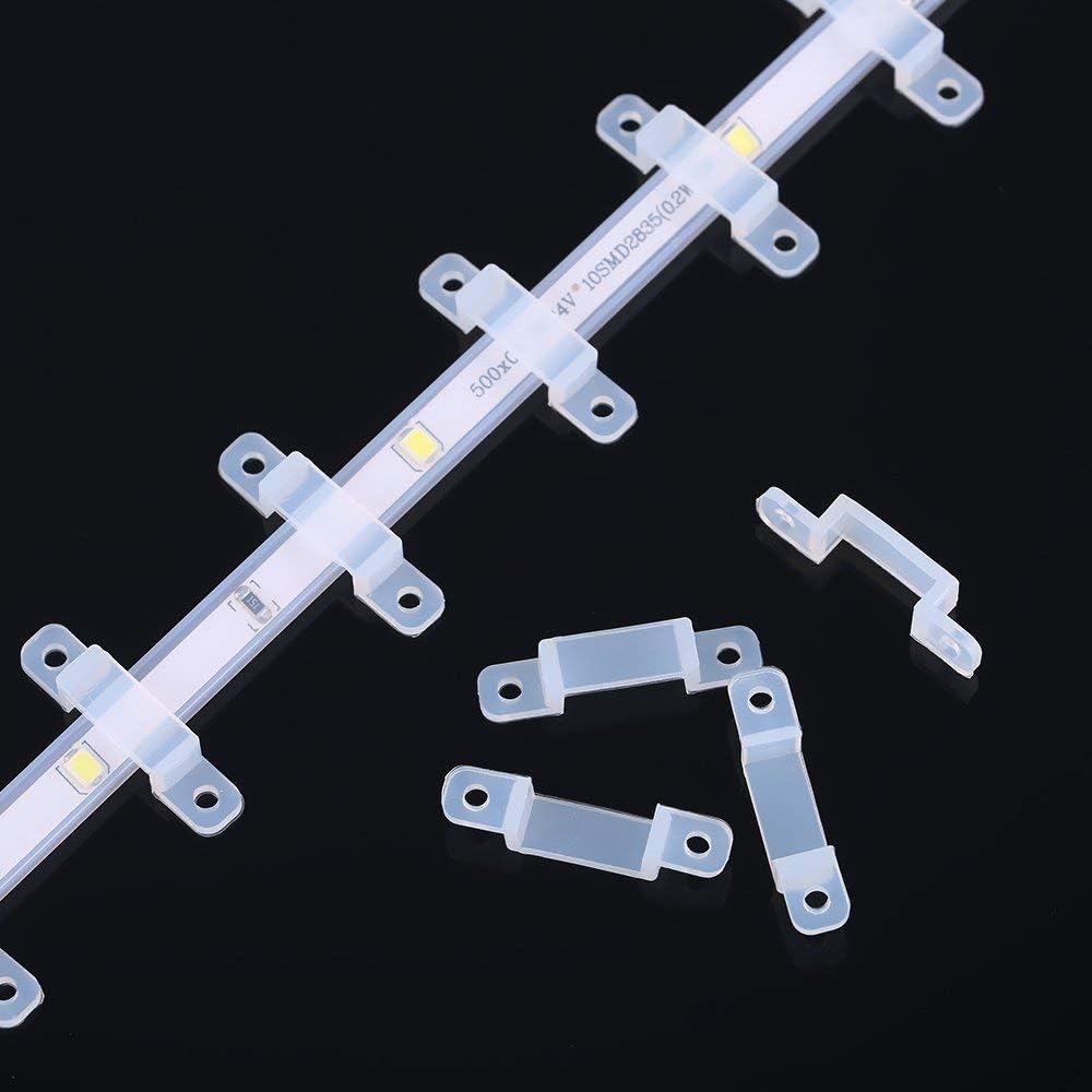 OMALOO 100 pcs LED Strip Light Holder Fastener Silicone Fixing Clips with 200 PCS Screws for 10mm Max Width Strip - Image 3