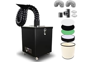 DNTWECL 180W 387m³/H Adjustable Fume Extractor with 5 Stage Filters Welding Soldering Smoke Purifier DTF Fume Extractors for Laser Marking Printing Engraving Nail Salon (Black)
