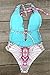 Cupshe Fashion Women's Petal Printing Plunging Halter Padding Swimsuit