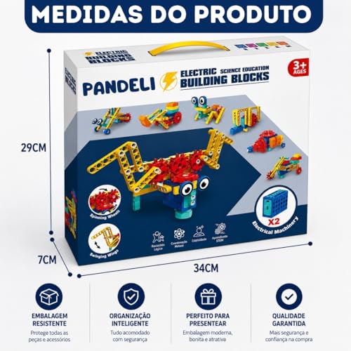 Blocos de Montar Robô Infantil 180 Peças com 2 Motores Elétricos, Kit Educativo de Construção e Engenharia, Brinquedo Criativo para Meninos e Meninas, Raciocínio Lógico, +3 Anos
