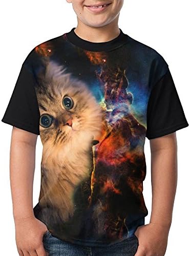 Universe Cat Child Running Shirts 3D Printed Tee Round Tops X-Large