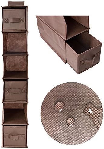Supwov 6-Shelf Hanging Organizer Collapsible Wardrobe Storage Closet with Removable Drawers - Non-woven for Clothes Storage and Accessories