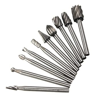 Generic Wholesale Price 10pc/set High Speed Steel Burr Drill Bit Set Wood Carving Rasps For Dremel 1/8 Inch Shank Burs Tools