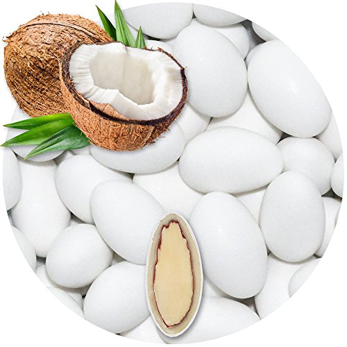 EinsSein 0,5kg Schokomandeln Kokos weiss matt Hochzeitsmandeln Mandeln Hochzeit Taufmandeln Gastgeschenke Zuckermandeln Bonboniere Confetti Badem sekeri Gastgeschenk Zucker Candy Bar Süssigkeiten