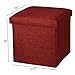 NISUNS OT01 Folding Storage Ottoman Cube Footrest Seat, 12 X 12 X 12 Inches (Linen Wine Red)
