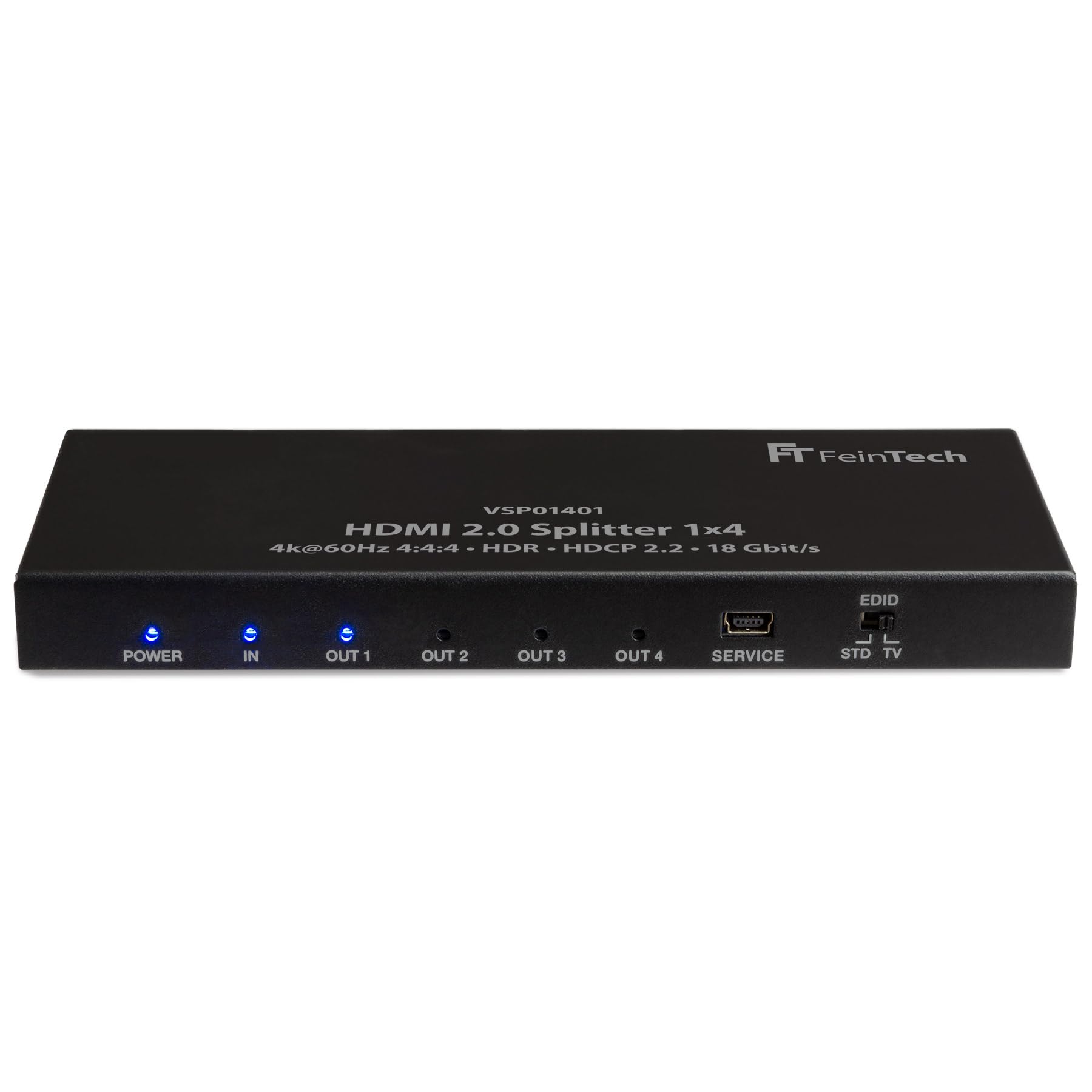 FeinTech VSP01401 HDMI 2.0 Splitter 1 in 4 out distributor Ultra-HD 4K@60Hz YUV 4:4:4 HDR HDCP 2.2 EDID 18 Gbps