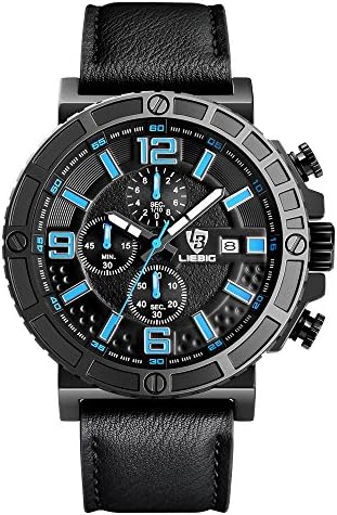 LIEBIG ZHG16 Fashion Quartz Watch with Large Face Military Style Waterproof Sport Stopwatch - Blue
