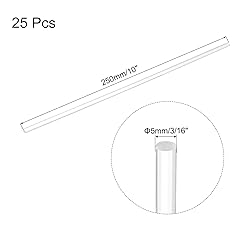 MECCANIXITY 25 Pcs Acrylic Round Rods 3/16" x