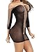 FasiCat Fishnet Lingerie Sexy Mini Half Sleeves Dress Womens Chemise Novelty Babydoll Black