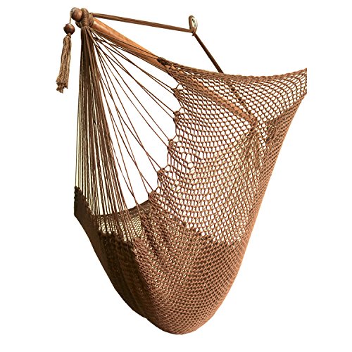 Best Sunshine Large Caribbean Hammock Hanging Chair with Footrest, Large Hammock Net Chair, Polyester (Brown)