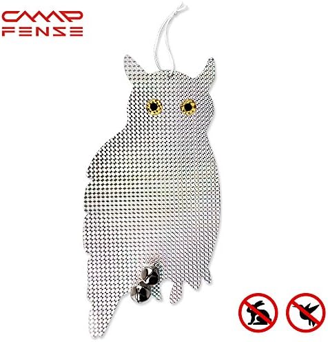 CampFENSE Hanging Owl Bird Repellent Effective Realistic Full Deterrence To Scare Birds/Woodpecker/Rabbits and other Pests Away Your Garden Environmental Safe Repels Birds 1 or 2- Pack Combo (4)