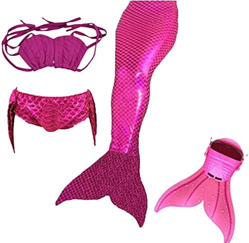 Cscon Kids Girls Sparkle Mermaid Tail with Monofin Swimmable Swimwear
