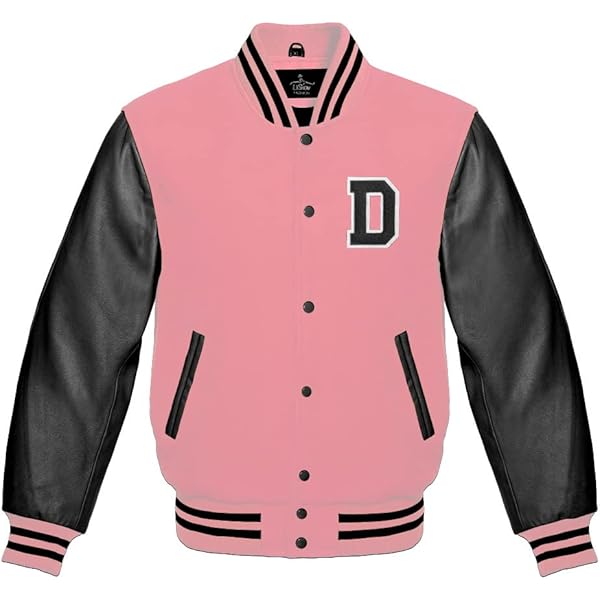 Lishow Fashion Varsity Baseball Letterman Bomber Wool & Black