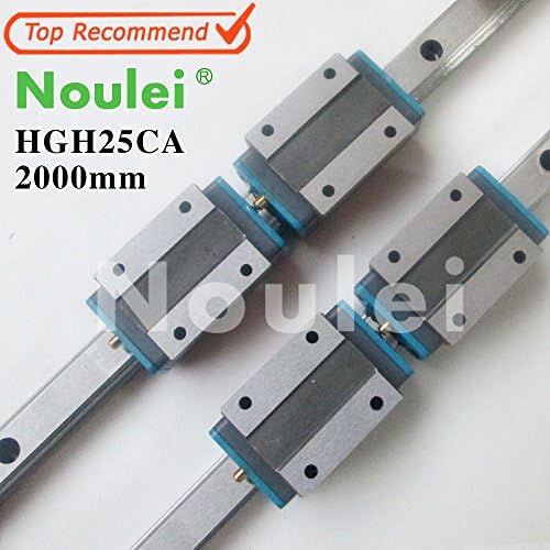 Noulei HGH25CA Linear Guide Rail (2000mm HGH25 with 2pcs Bearing Block,2set)
