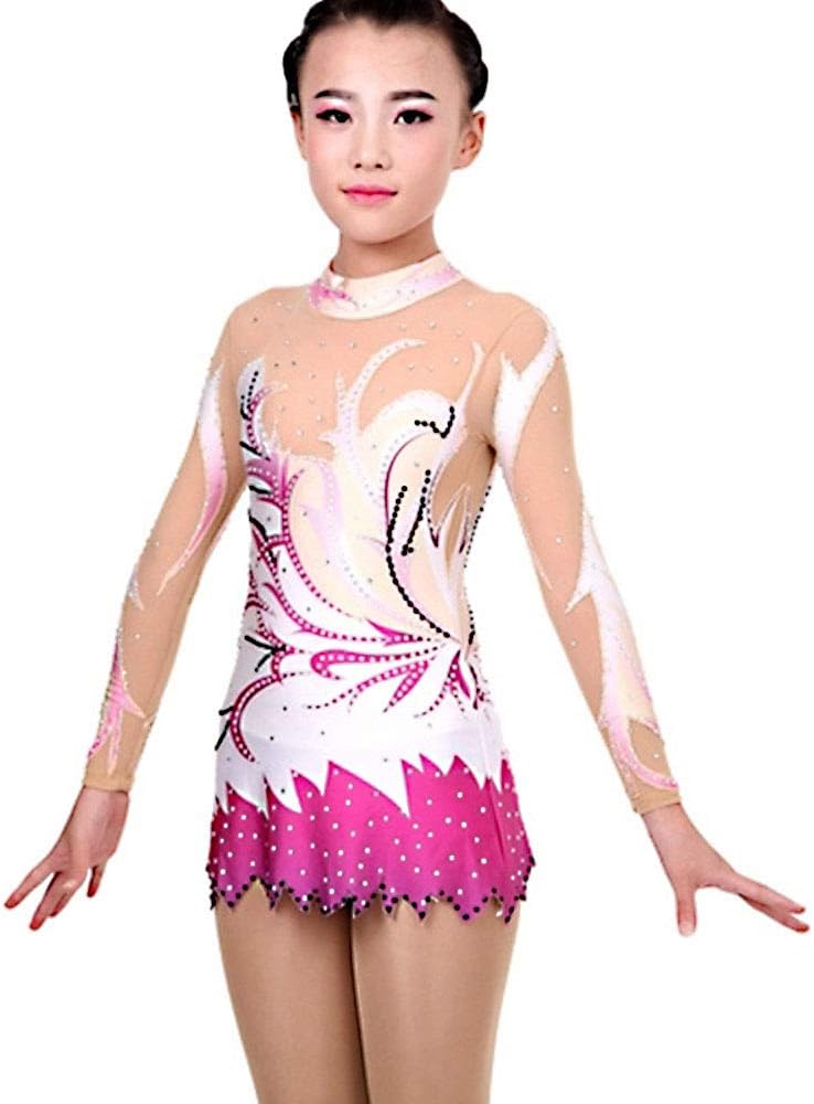 Kmgjc Rhythmic Gymnastics Leotards Artistic Gymnastics Leotards Women's Girls' Leotard Ivory High Elasticity Handmade Long Sleeve Competition Ballet Dance Training
