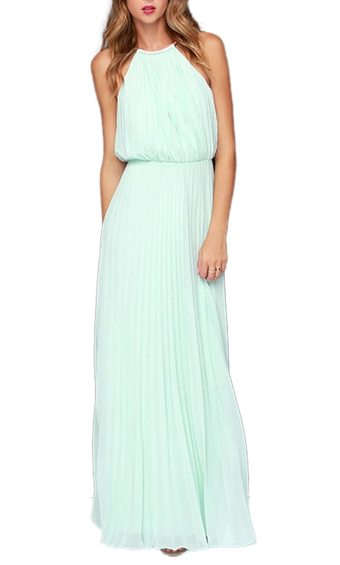 chiffon pleated maxi dress