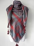 Gray Burgundy Red Embroided Arab Shemagh Head Scarf Neck Wrap Cottton Unisex