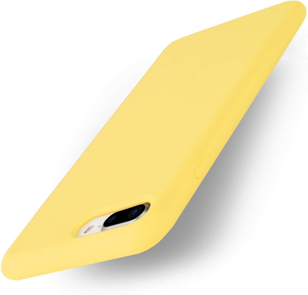 Yajuhoy iPhone 8 Plus Case/iPhone 7 Plus Case, Liquid Silicone Gel Rubber Case Soft Microfiber Cloth Lining Cushion Compatible with Apple iPhone 8 Plus (2017) / iPhone 7 Plus (2016) - Yellow
