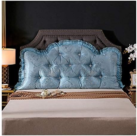 YXNZ Long Pillow Bed Head Backrest Stuffing Cotton Large Cushion Bed Double Pillow with Core Lace Design 200cm (Color : Blue, Size : 18070cm)