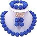aczuv Nigerian Wedding African Beads Jewelry Set Women Simulated Pearl Necklace and Earrings