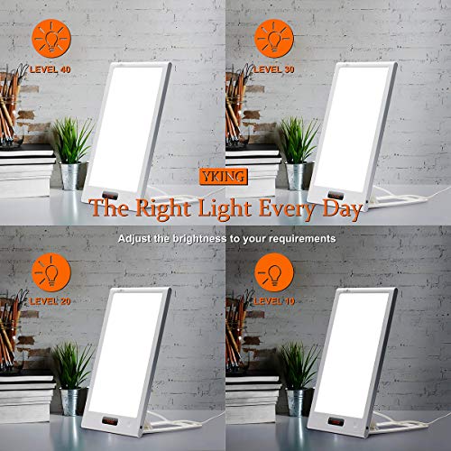 Light Therapy Lamp,12000 Lux LED Happy Sun Light with Timer and Simulates Sunlight UV-Free,Sunset and Sunrise Settings,1-40 Level Adjustable Brightness, for Home/Office/Winter