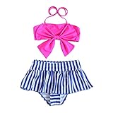Cute Baby Bikini Big Bowknot Stripe 2 Pieces Skirt Swimwear Sets
