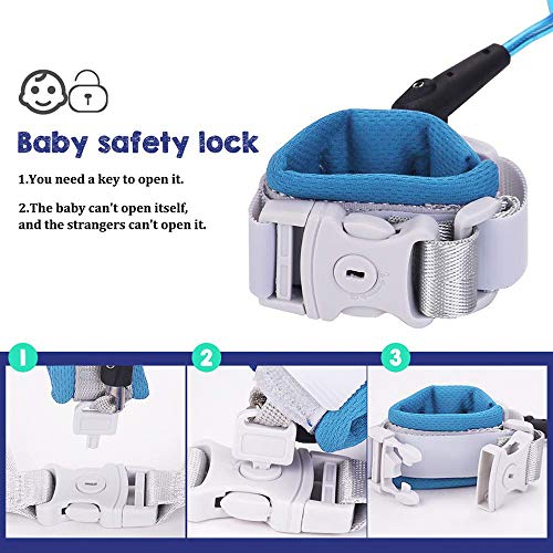 OFUN Toddler Walking Harness Leash with Key, Anti Lost Wrist Link for Toddler, Baby Safety Harness for Walking, 2 in 1 Toddler Safety Leash 2.5M - Thumbnail 3