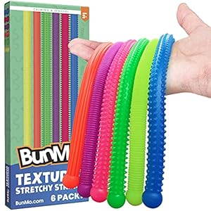BUNMO Textured Stretchy Strings 6pk | Calming & Textured Monkey Stretch Noodles | Sensory Toys for Autistic Children…