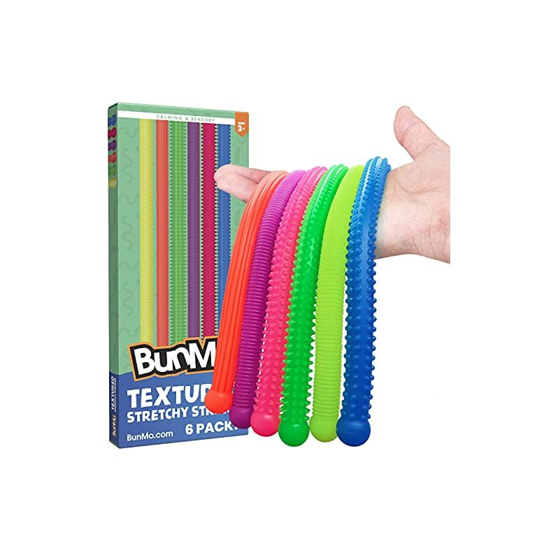 BUNMO Textured Stretchy Strings 6pk | Calming & Textured Monkey Stretch Noodles | Sensory Toys for Autistic Children…