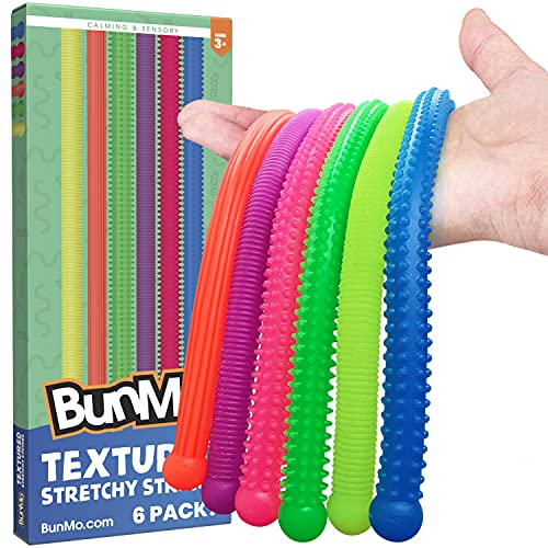 BUNMO Textured Stretchy Strings 6pk | Calming & Textured Monkey Stretch Noodles | Sensory Toys for Autistic Children…