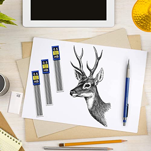 Bleistiftminen 0,5 mm, 200 Stück 0.5 mm HB bruchfeste Minen für Druckbleistifte (17 Sets) and 1 Radierer,Geschmeidig und klar schreiben