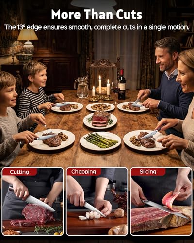 PAUDIN 14 piezas Conjunto de cuchillo de cocina con bloque, conjunto de cuchillo de cocinero afilado de acero inoxidable alemán de alto carbono con mango ergonómico Pakkawood
