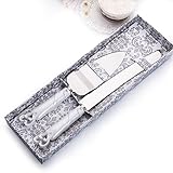 Cake Knife Server Set with Fashion craft Baroque,Interlocking hearts design, Elegant Stainless Steel Silverware For Personalized Weddings, Birthdays, Anniversaries