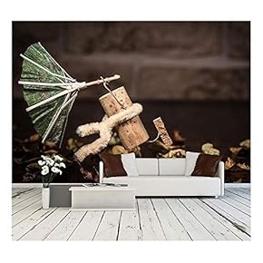Concept Stormy Weather, Wine Cork Figures - Removable Wall Mural | Self-Adhesive Large Wallpaper - 66x96 inches