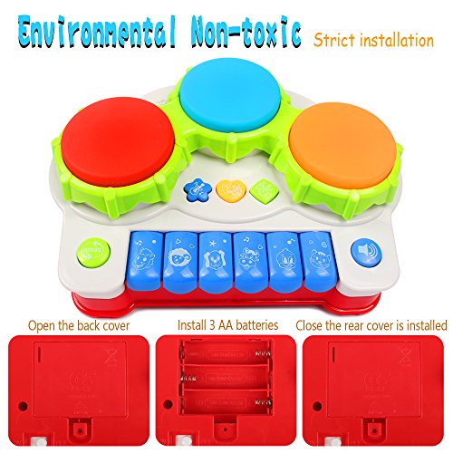 AMOSTING Musical Toys, Music Piano Keyboard Drums Learning Toy for Kids, Baby Drum Set Music Toy- Kids Educational Games