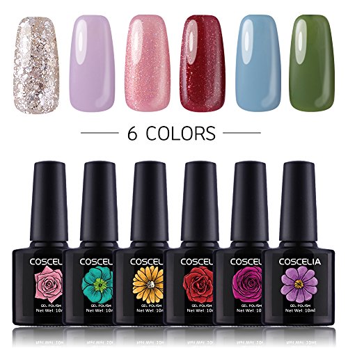 Coscelia 6 Colors Gel Nail Polish Starter Kit 36W LED Nail Dryer lamp Base Top Coat Manicure Tools Nail Art Design - Thumbnail 2