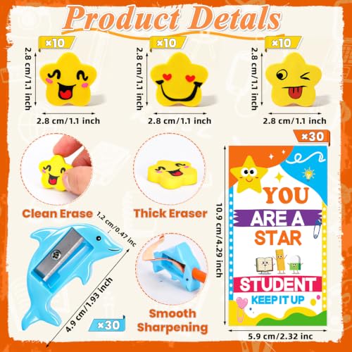 Zenoble 30 Pack End of Term Gifts for Children, Class of 2026 Gifts from Teacher with Notebooks, Rainbow Pens, Star Erasers, Pencil Sharpeners and Cards Primary School Leavers Gift School Rewards