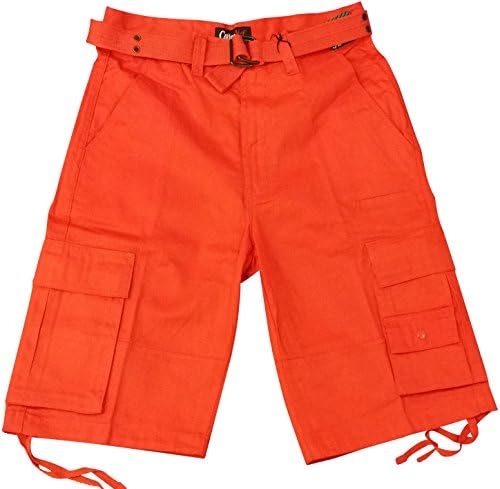 Cottonnet 100% Cotton Pre Shrunk Men's Cargo Shorts with 6 Pockets (34, Orange)