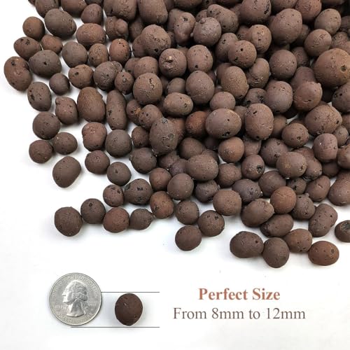Clay Pebbles for Plants, 8mm-14mm Expanded LECA Balls Plant Garden Soil, Hydroponic, Aquaponics, Natural Leca Balls for Soil Root Development, Orchid Potting Mix, 2.2 Ib